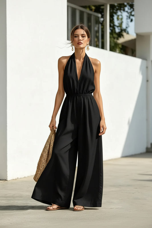 Dames Wijde Pijpen Jumpsuit – Comfortabel en Trendy