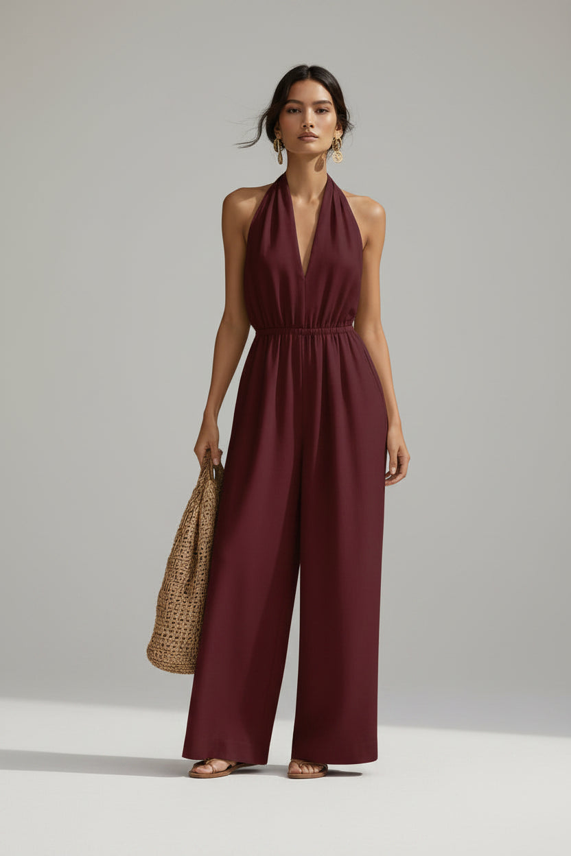 Dames Wijde Pijpen Jumpsuit – Comfortabel en Trendy