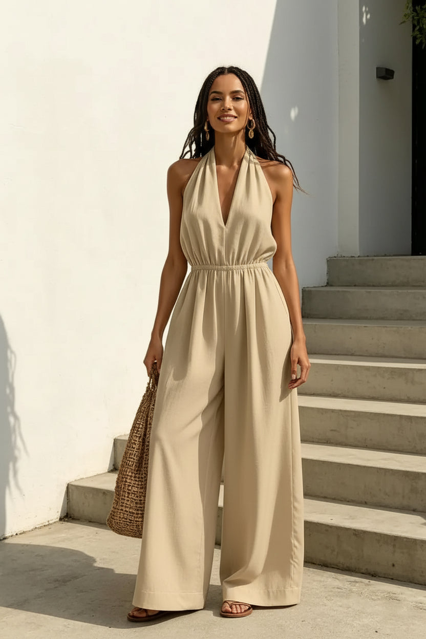 Dames Wijde Pijpen Jumpsuit – Comfortabel en Trendy