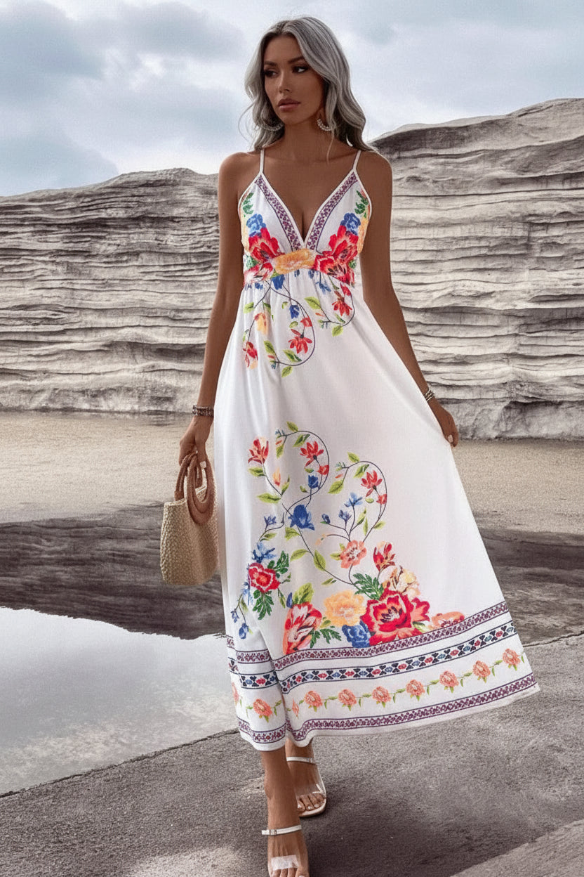Dames V-Hals Bloemenjurk – Tijdloze Zomerstijl