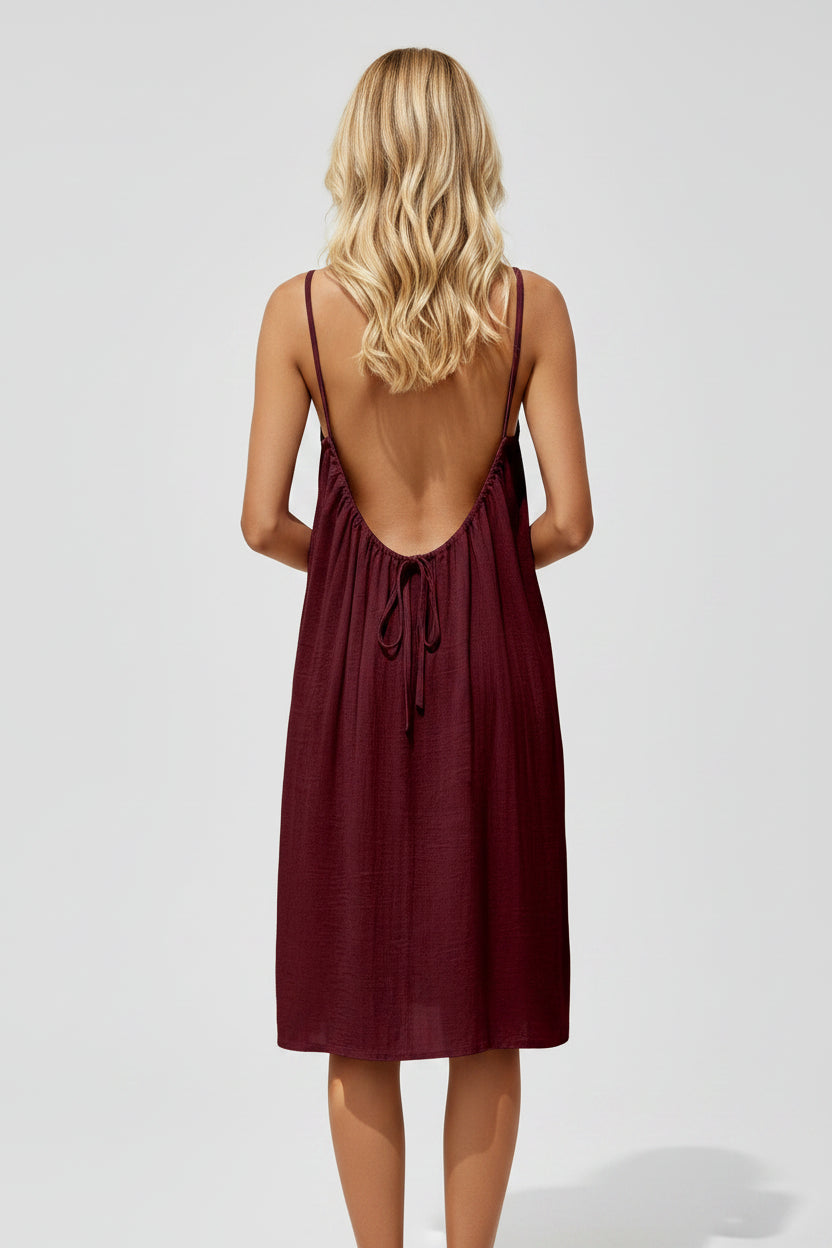 Dames Rugloze A-Lijn Maxi Jurk – Spaghettibandjes & Elegante Zomerlook