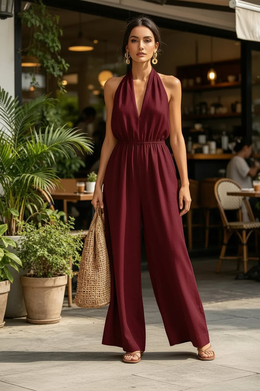 Dames Wijde Pijpen Jumpsuit – Comfortabel en Trendy