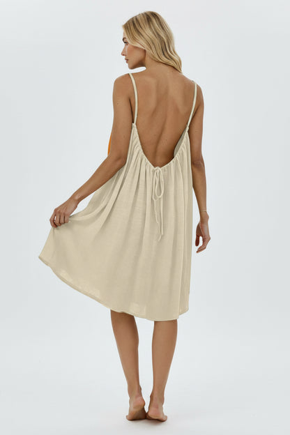 Dames Rugloze A-Lijn Maxi Jurk – Spaghettibandjes & Elegante Zomerlook